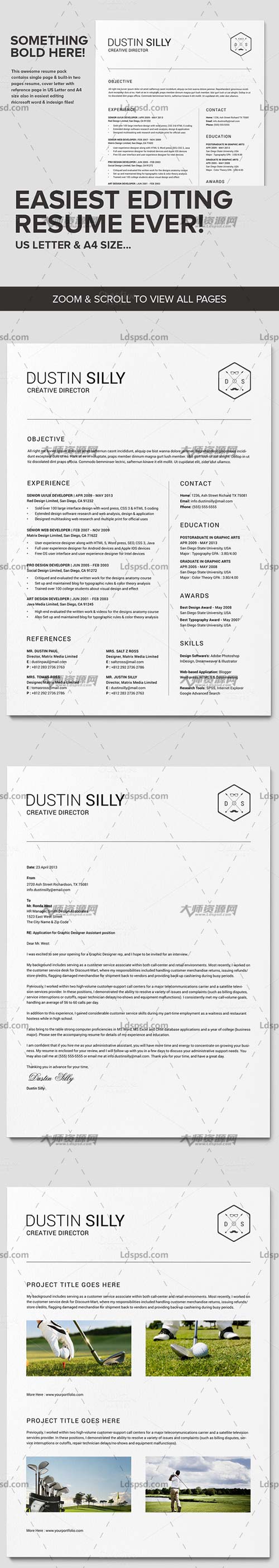 Clean Resume CV - Silly,个人简历模板(INDD/DOCX/PSD)
